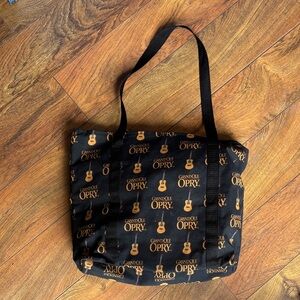 Obey Black Tote with Orange Logo and Guitar Print